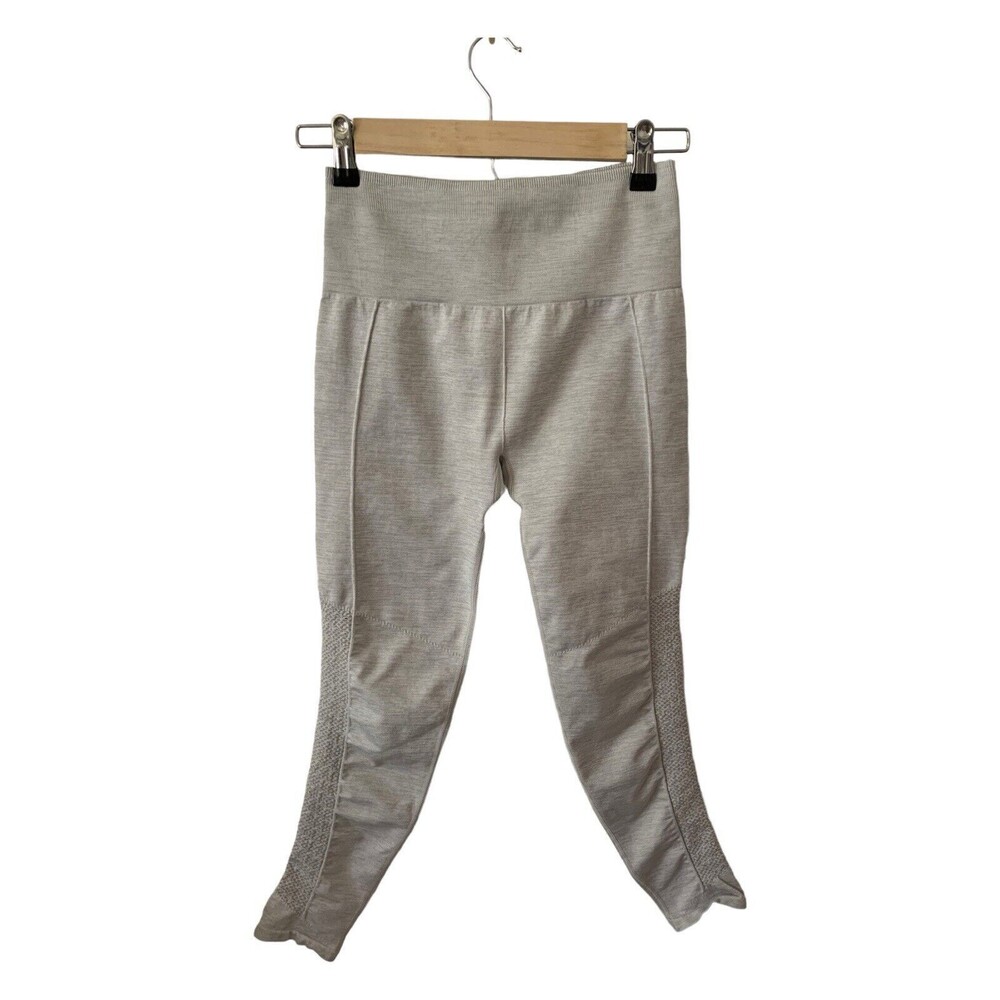 Fabletics Sync High-Waisted Leggings Perforated Side Light Grey Heather ~Small